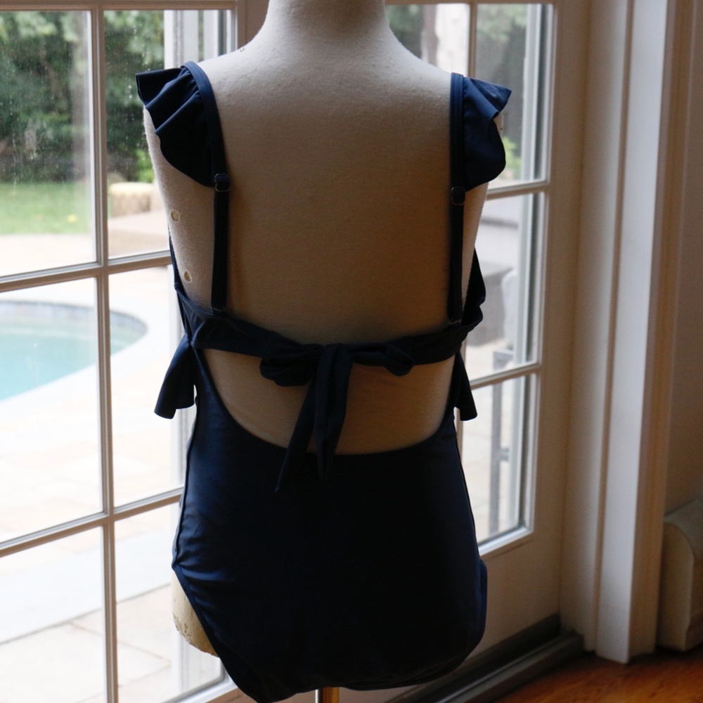 Women's Ruffle One Piece Swimsuit Slate Blue - Picture 2 of 4